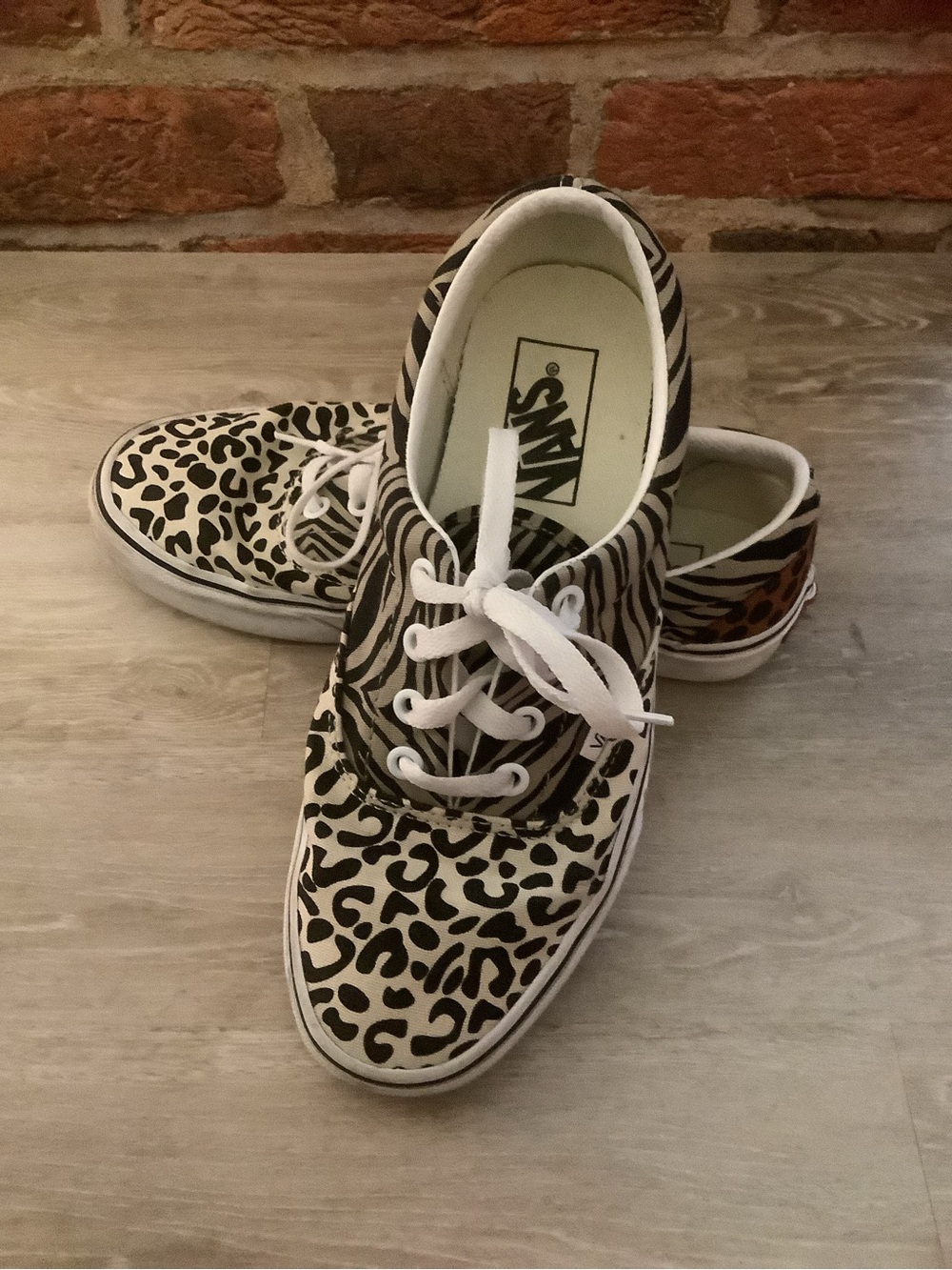 Vans Mixed Animal Print Canvas Sneakers - Black & Beige